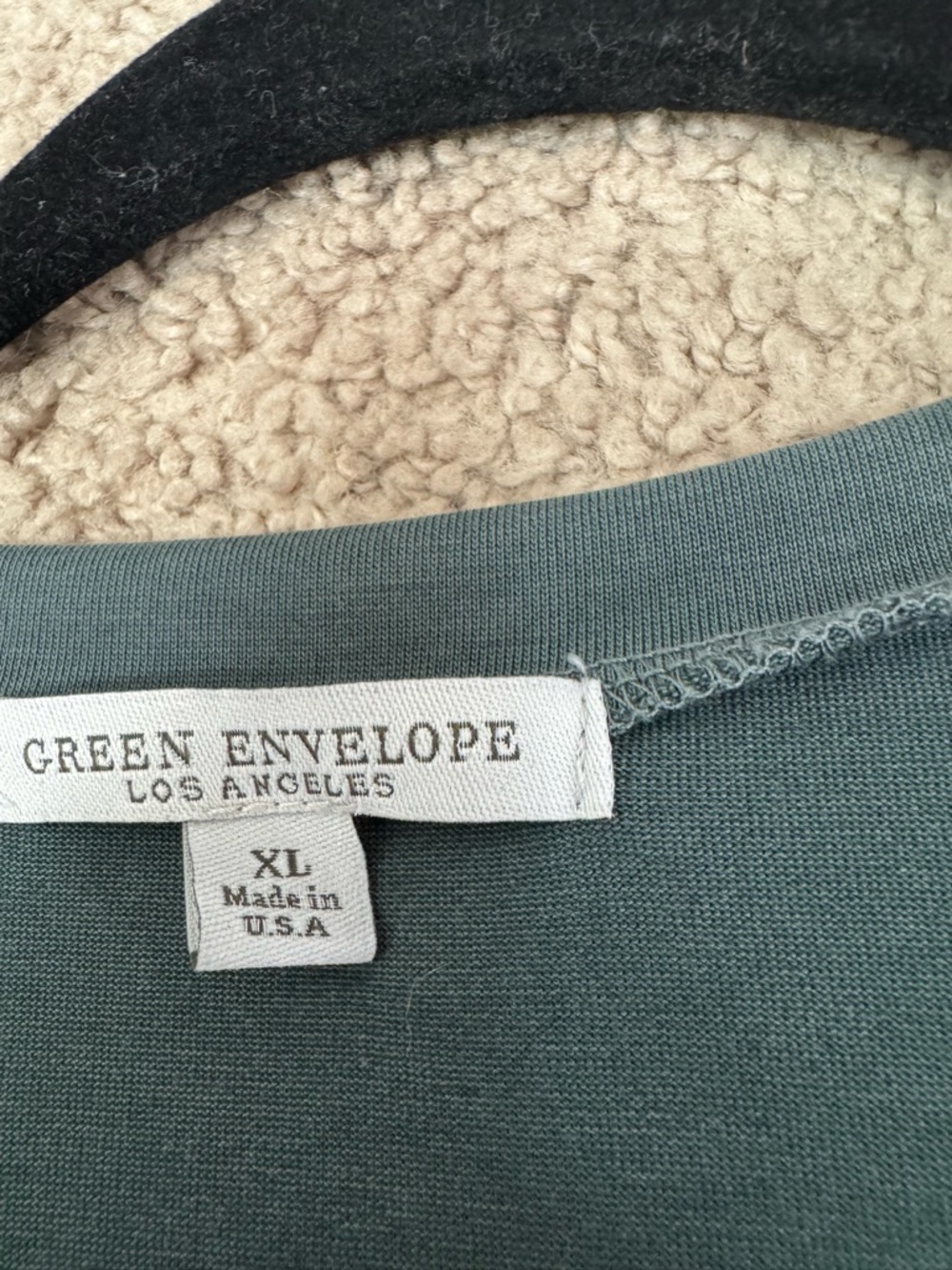Green Envelope Los Angeles Sage Green Tie Front Button Blouse XL Made USA - Picture 4 of 5